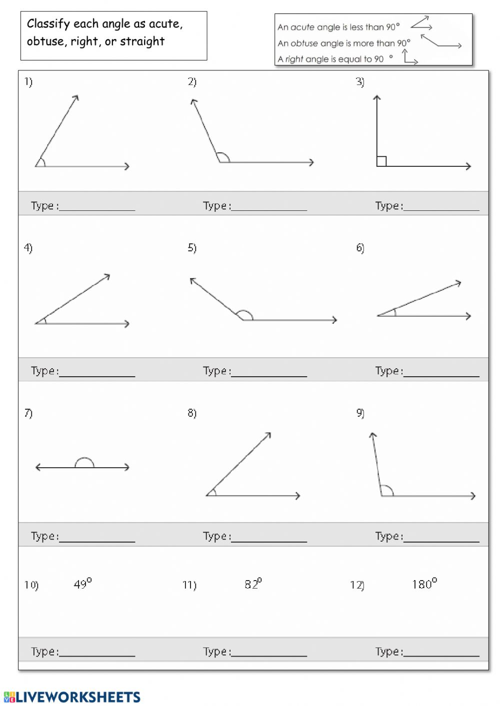 Practice 6 1 Classify Angles Worksheet Answers Angleworksheets