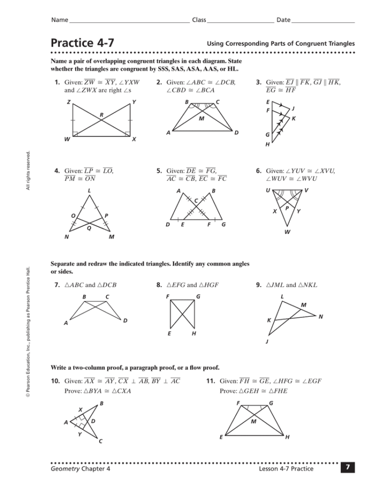 Proving Triangles Congruent Worksheet Answers