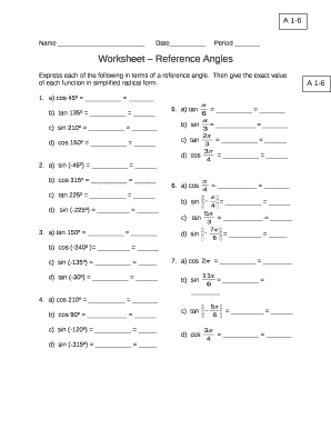 Reference Angles Worksheet Pdf Doc Template PdfFiller