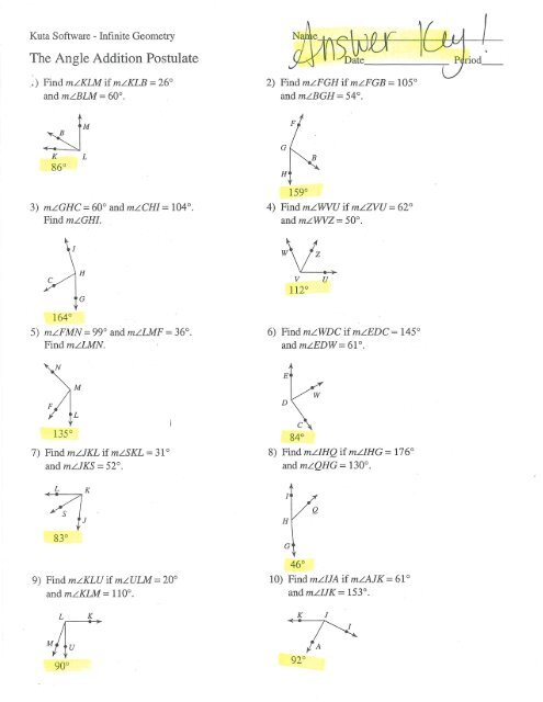 43 The Angle Addition Postulate Worksheet Answers Worksheet Resource