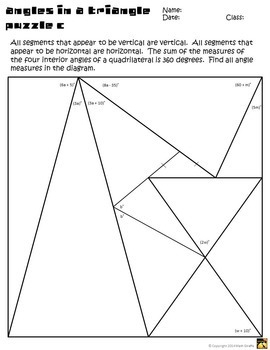 Angle Puzzles Angles In Triangles By Math Giraffe TpT