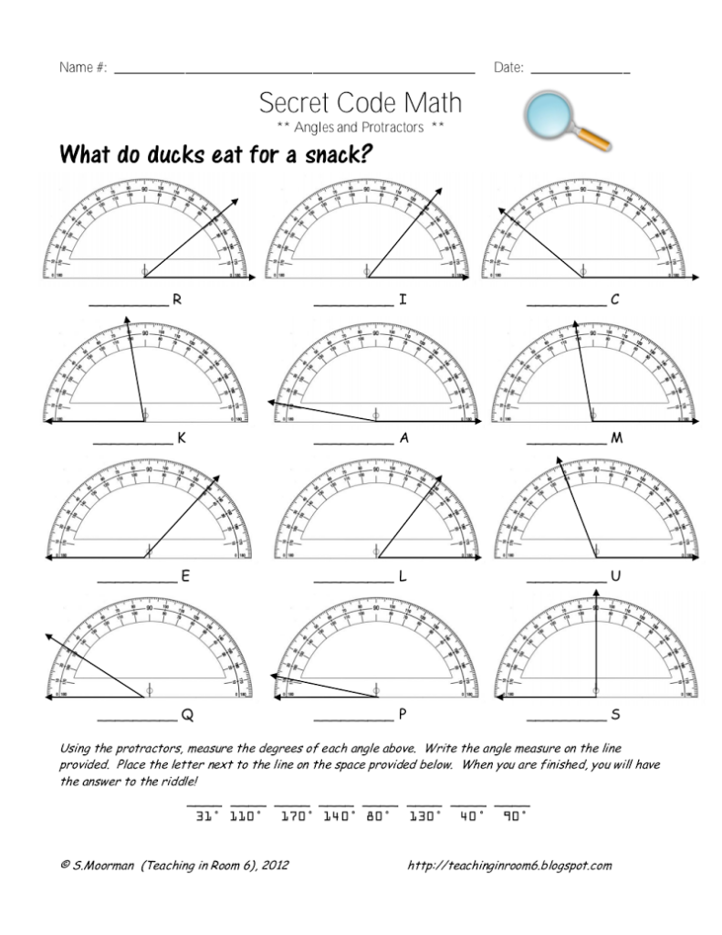 Angles And Angle Measure Worksheet Answer Key