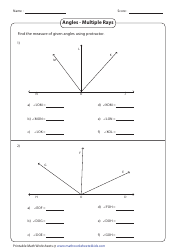 Angles Multiple Rays Worksheet With Answers Download Printable PDF 
