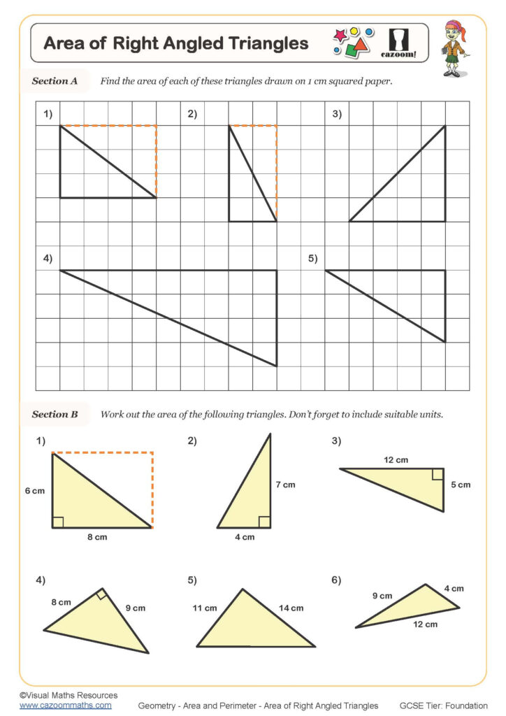 Area Of Right Angled Triangles Worksheet Fun And Engaging PDF Worksheets