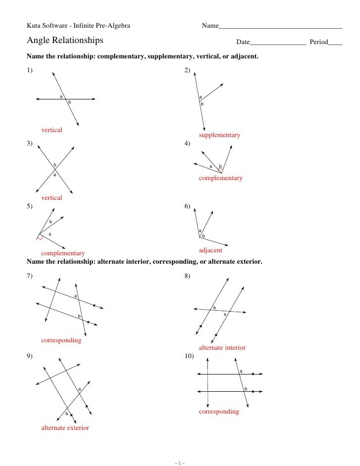 Complementary And Supplementary Angles Worksheet Answers