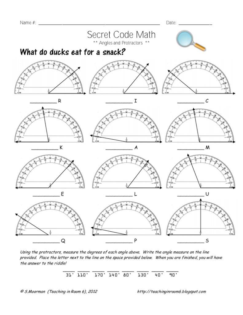 Determining Angles With Protractors Worksheet Answers