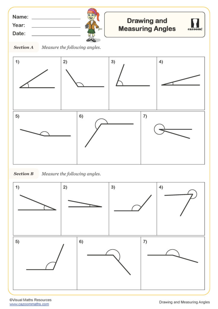 Drawing And Measuring Angles Worksheet PDF Printable Geometry Worksheets