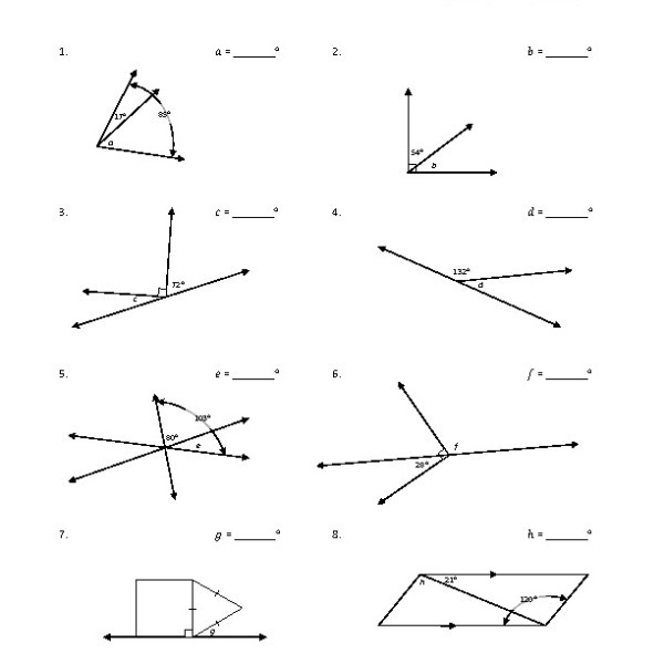 Eighth Grade Adjacent Angles Worksheet 05 One Page Worksheets