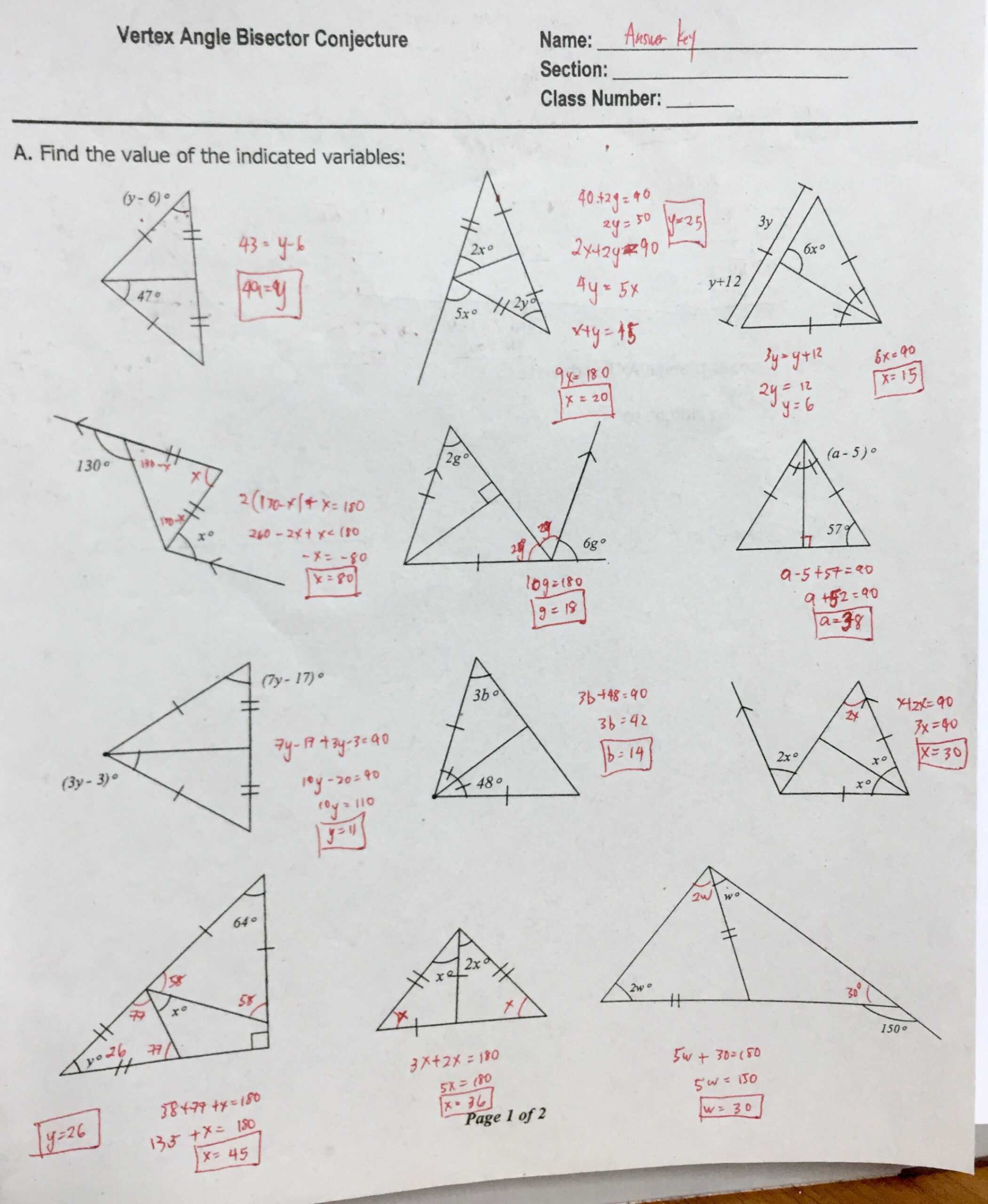 Exterior Angle Theorem Worksheet With Answers
