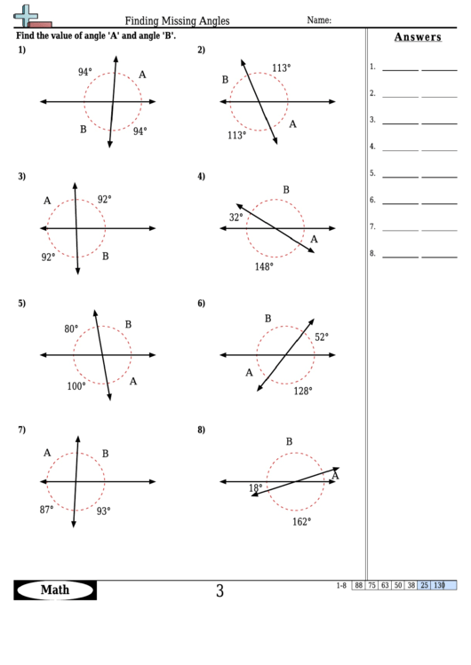 Finding Values Of Angles Worksheets And Answers Angleworksheets