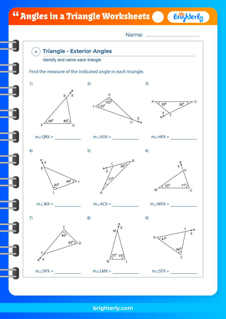 Free Printable Angles In A Triangle Worksheets For Kids PDFs Brighterly