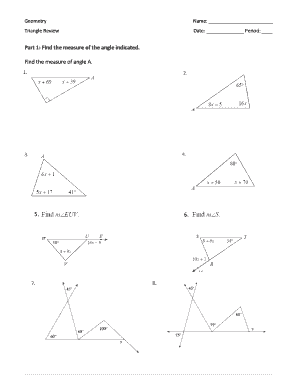 Geometry Assignment Find The Measure Of Each Angle Indicated Worksheet 
