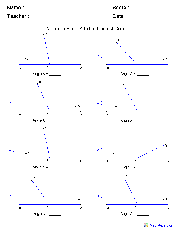 Grade 8 Geometry Angles Worksheets Pdf