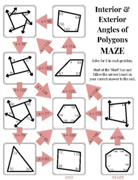 Interior And Exterior Angles Of A Polygon Maze Worksheet By Maeve 39 s Method