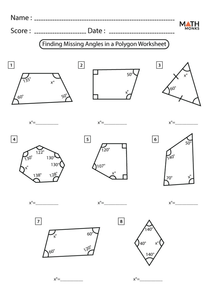 Interior And Exterior Angles Of Polygons Worksheet With Answers 
