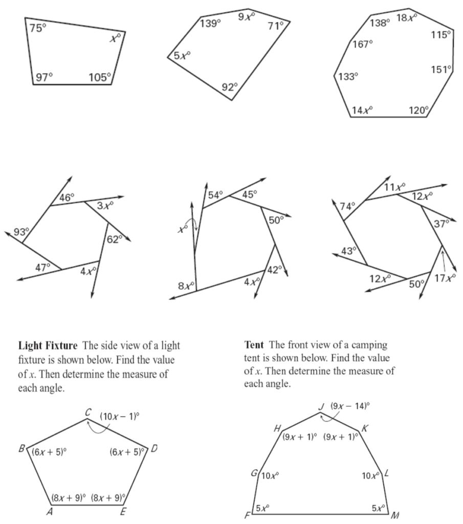 Interior Angles Worksheets Answers