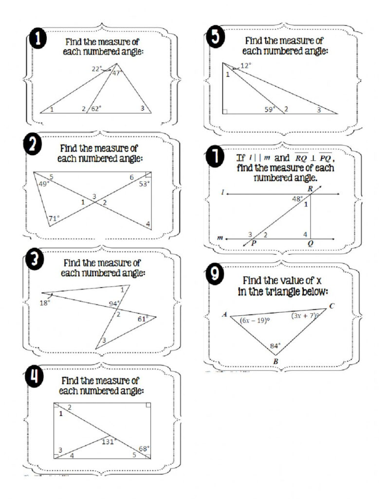 Interior Triangle Angles Worksheet Angleworksheets