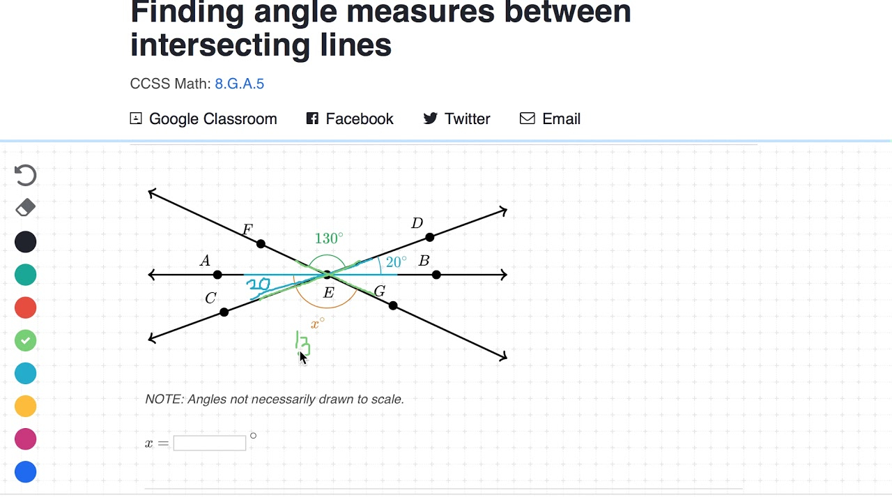 KHAN Finding Angle Measures Between Intersecting Lines YouTube