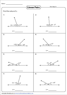 Linear Pairs Of Angles Worksheets