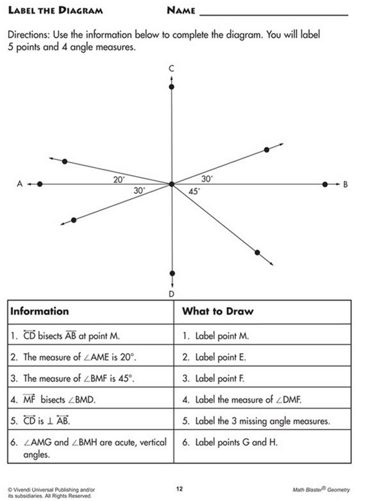 Lines And Angles Worksheet Geometry Thekidsworksheet