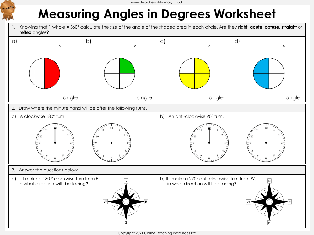 Measuring Angles In Degrees Worksheet Maths Year 5