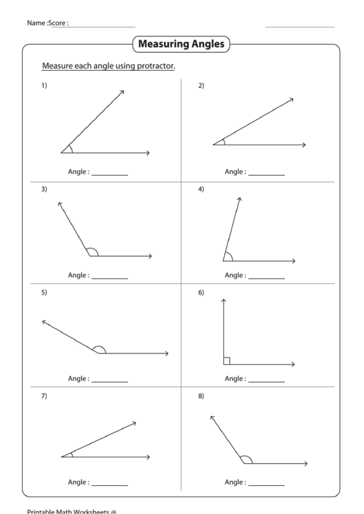 Measuring Angles Worksheet Printable Pdf Download