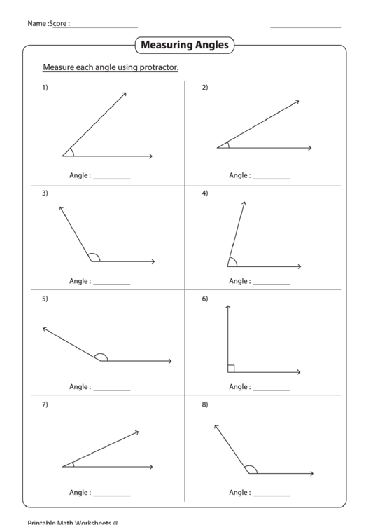 Measuring Angles Worksheet With Answers