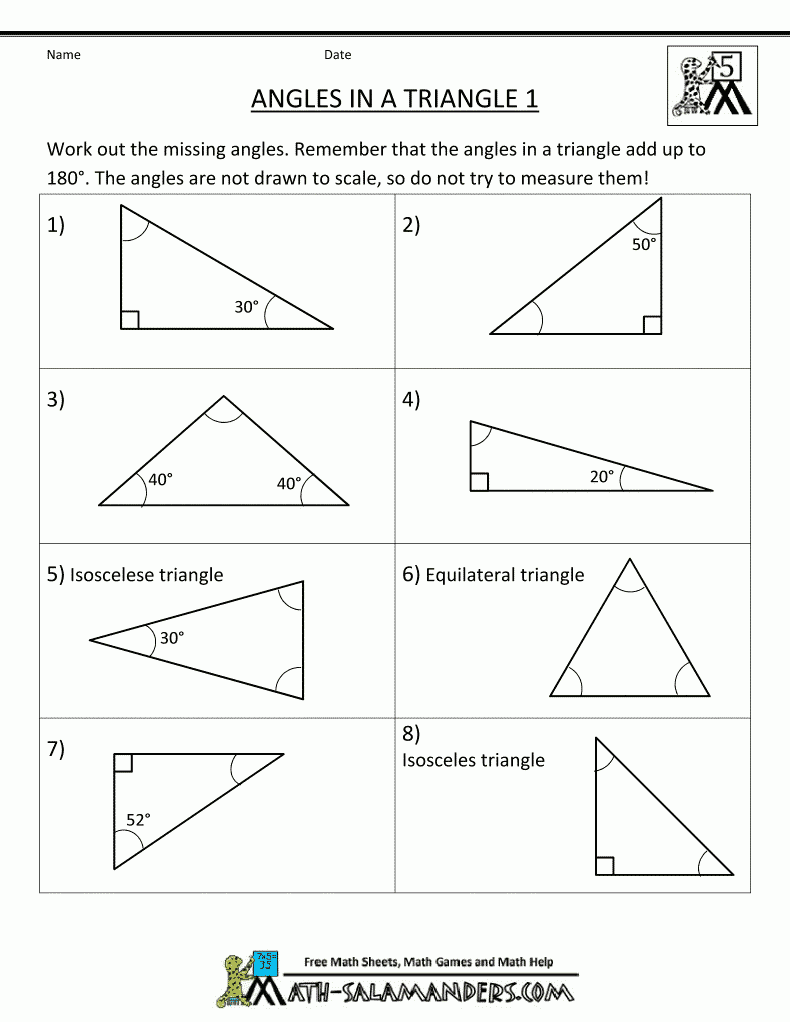 Missing Angles In Triangles Worksheet Pdf