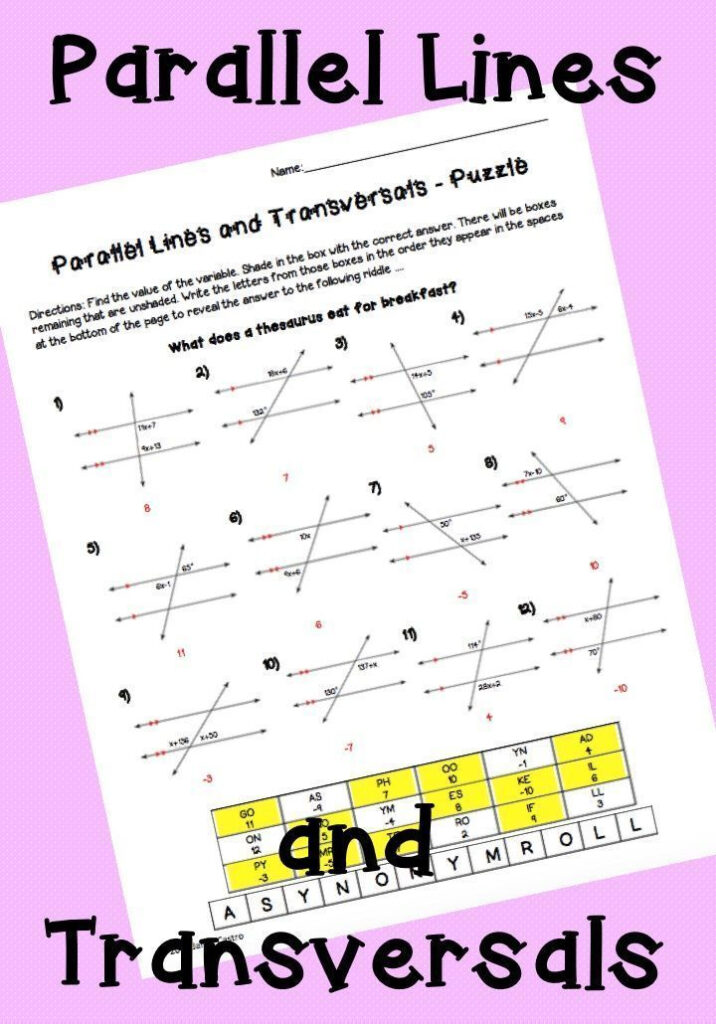 Name That Angle Pair Color Worksheet