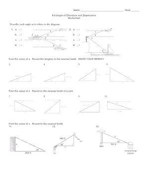 Practice 8 5 Angles Of Elevation And Depression Worksheet Answers 