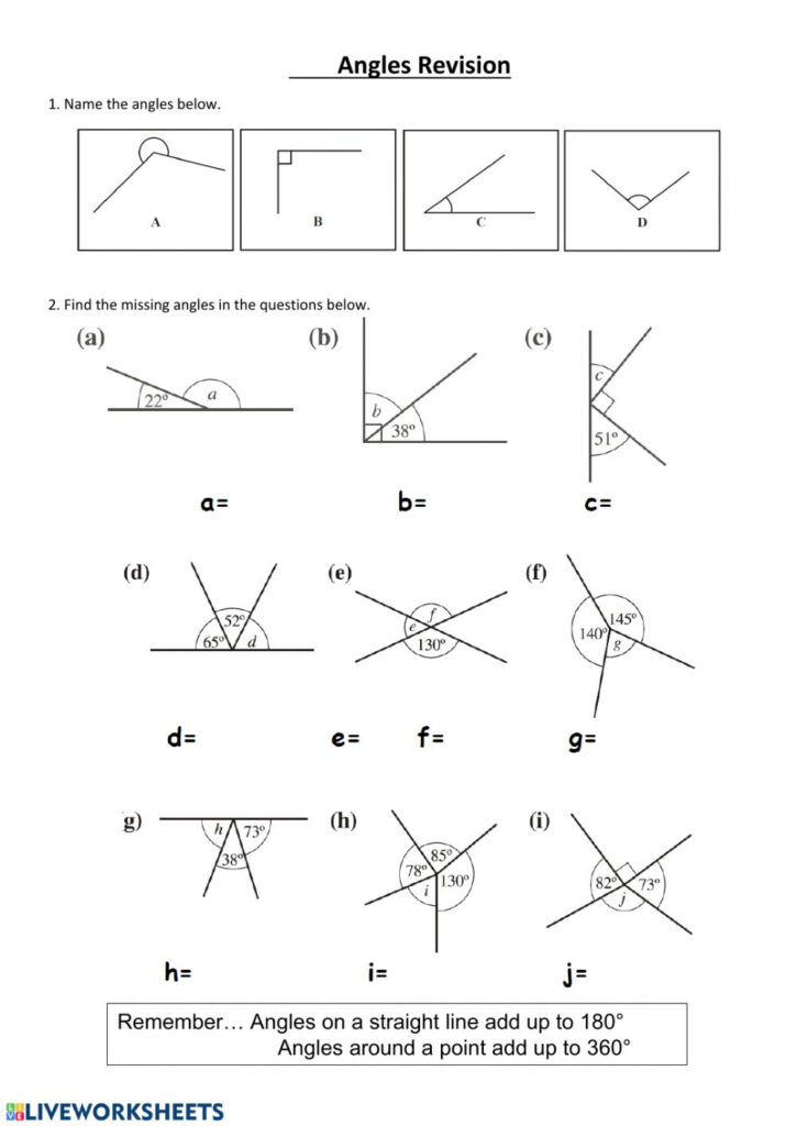 Printable Worksheets For Finding Missing Angles Angleworksheets