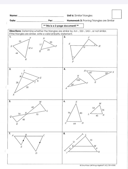 Proving Triangles Similar Worksheet Triangle Similarity Shortcuts 