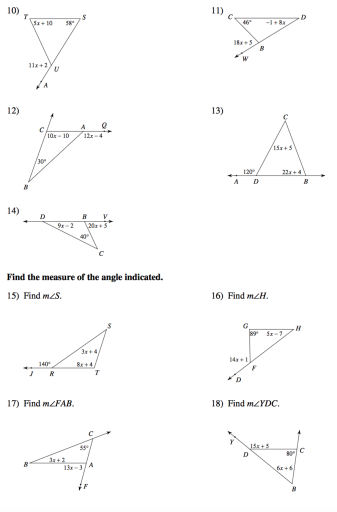 Tria Project Awesome Exterior Angle Theorem Worksheet Worksheets Samples