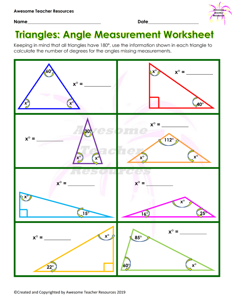 Triangles Angle Measurement Worksheet Measurement Worksheets 