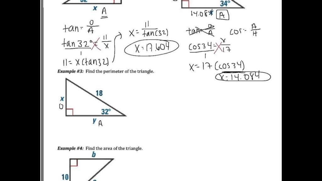 Trig Finding Missing Sides And Angles Worksheets Answers