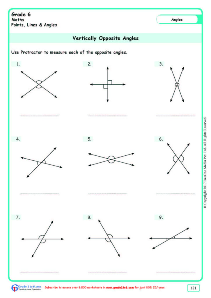 Vertical Angles Worksheet With Answers