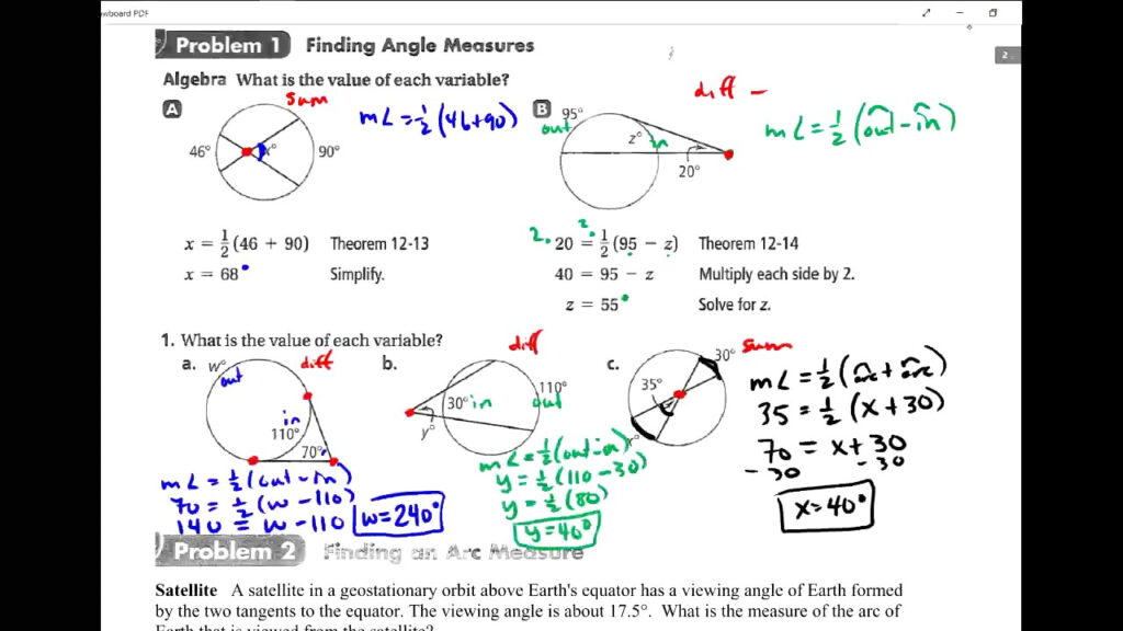 Worksheet 12 4 Angle Measures And Segment Lengths Angleworksheets