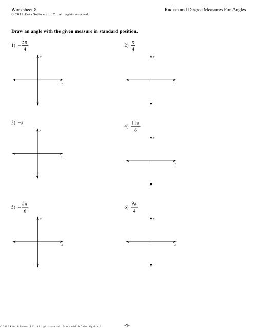 Worksheet 8 Radian And Degree Measures For Angles Angleworksheets